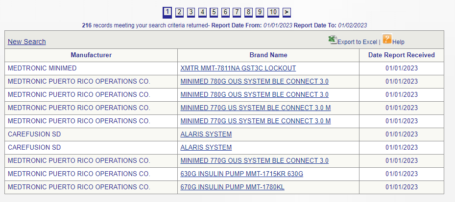 qtex-fda-maude-database-ergebnisanzeige | qtec-group | qtec-group